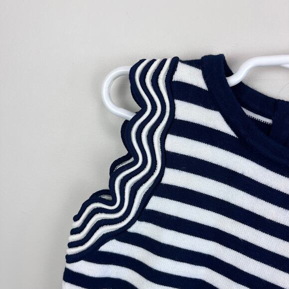 Milly Mini Textured Wave Flare Dress Navy Blue Stripes 7/8 NWT - Picture 4 of 10